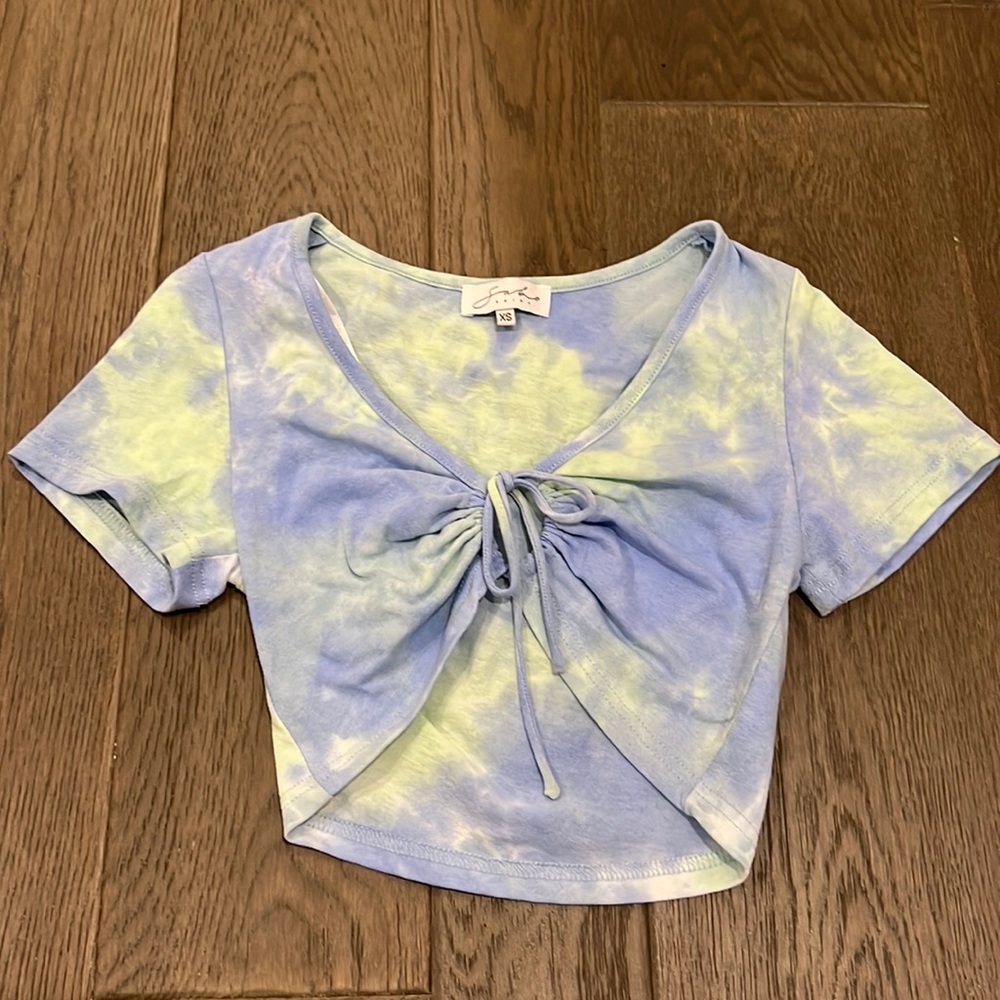 Blue and green crop top